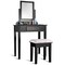 Costway Makeup Desk Vanity Dressing Table Square Stool 1 Large Black
